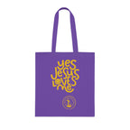 Christian Tote Bag — “Yes Jesus Loves Me” Blue Cotton Shopper