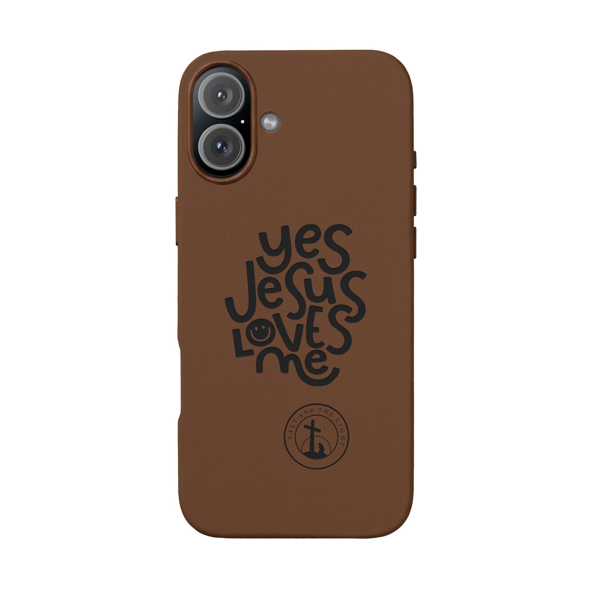 PU Leather Phone Case — Embossed “Yes Jesus Loves Me” Christian Design