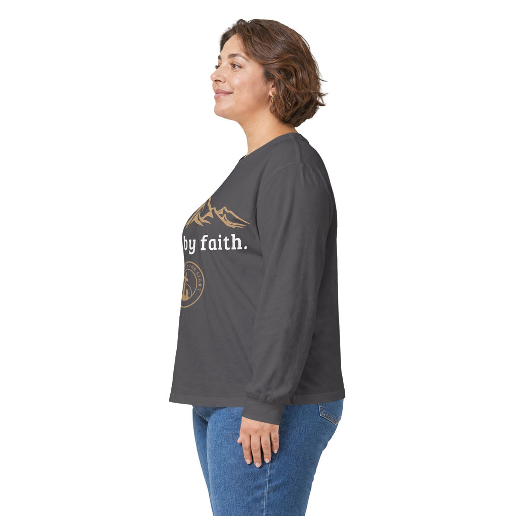 Faith Walk Long Sleeve Tee — "Walk by Faith" Christian Mountain Shirt