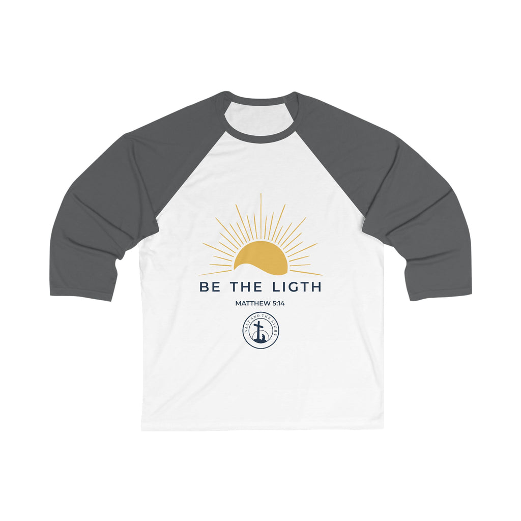 Baseball Tee — "Be The Light" Christian Raglan (Matthew 5:14)