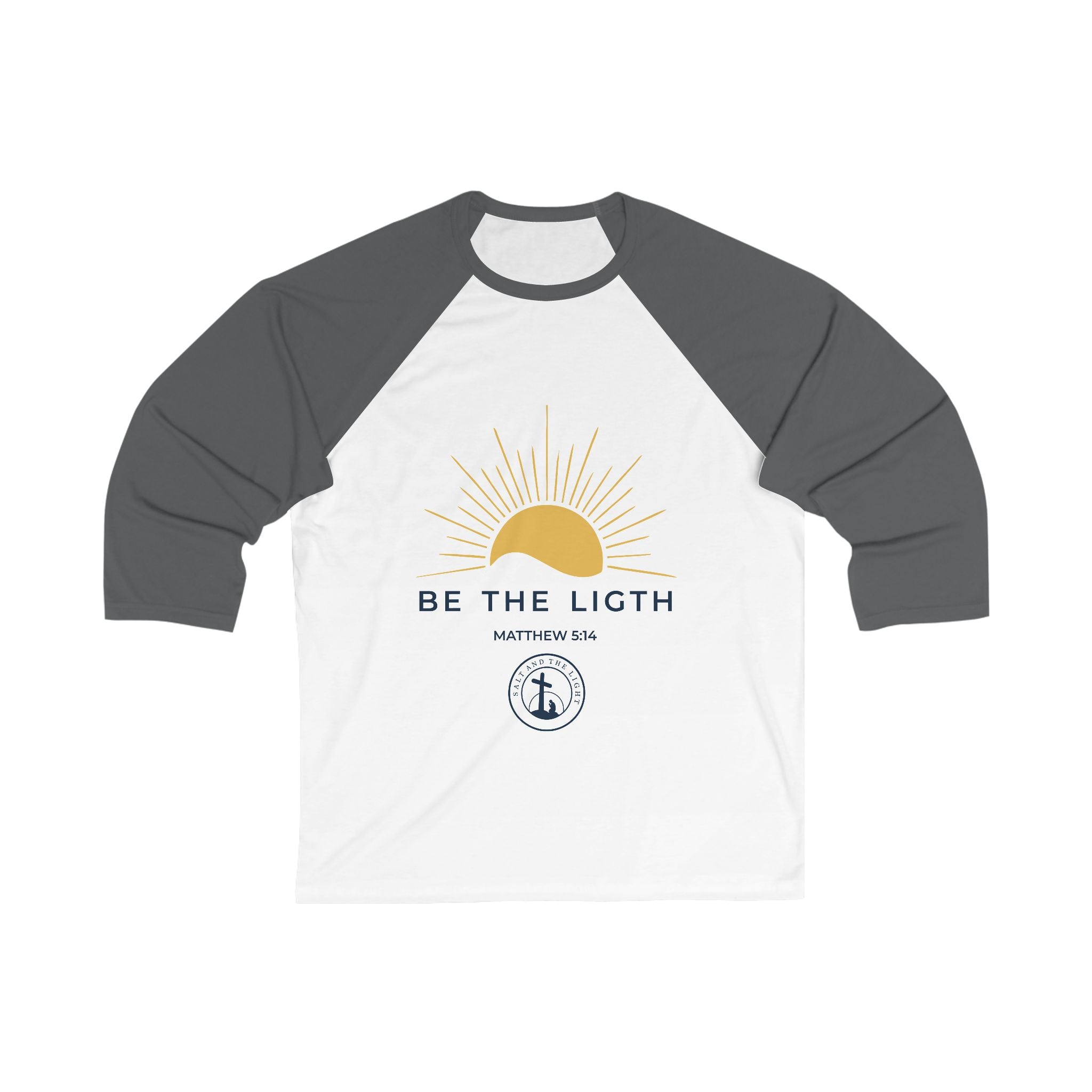 Baseball Tee — "Be The Light" Christian Raglan (Matthew 5:14)