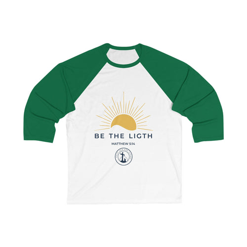 Baseball Tee — "Be The Light" Christian Raglan (Matthew 5:14)