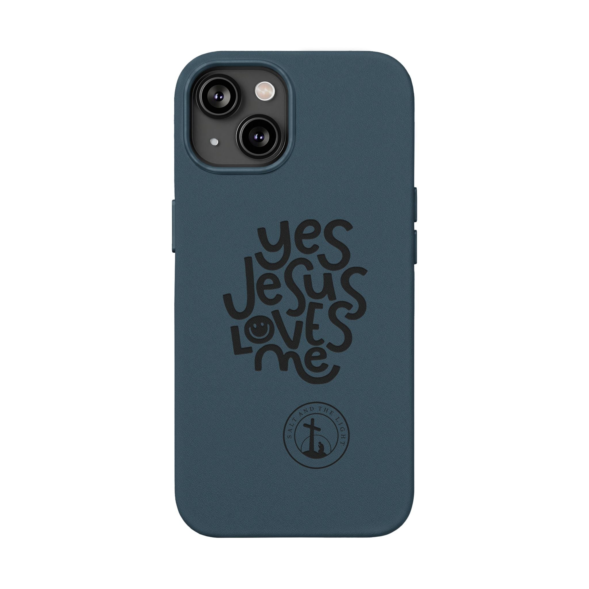 PU Leather Phone Case — Embossed “Yes Jesus Loves Me” Christian Design