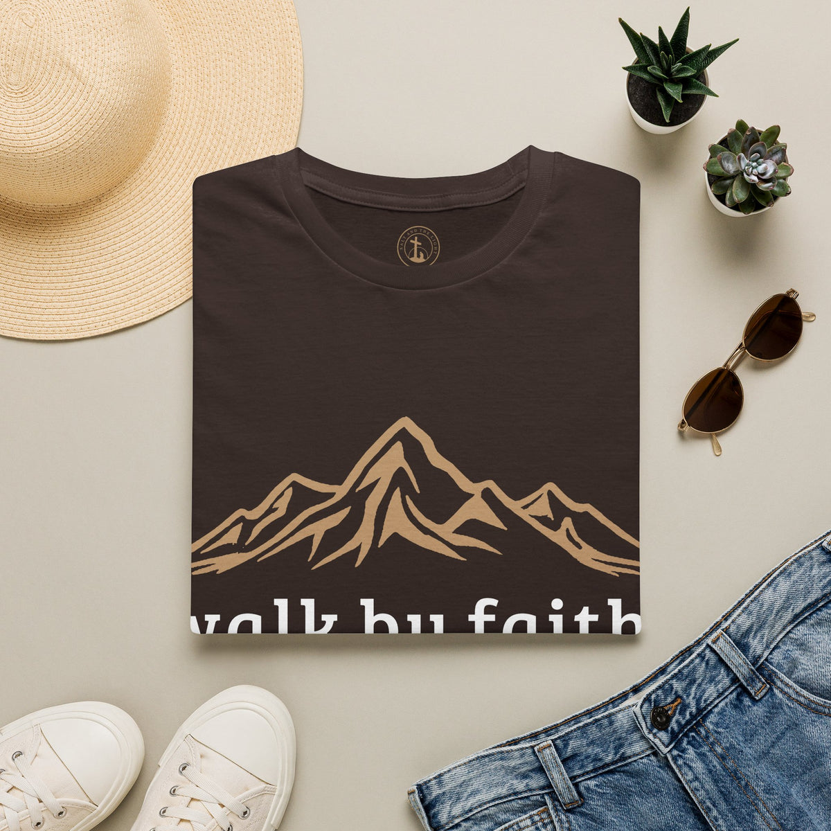 Walk By Faith Mountain T-Shirt – Christian Faith Outdoors Graphic Tee
