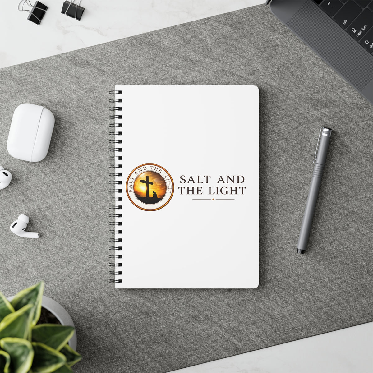 Salt and the Light A5 Spiral Notebook — Christian Journal with Cross Logo