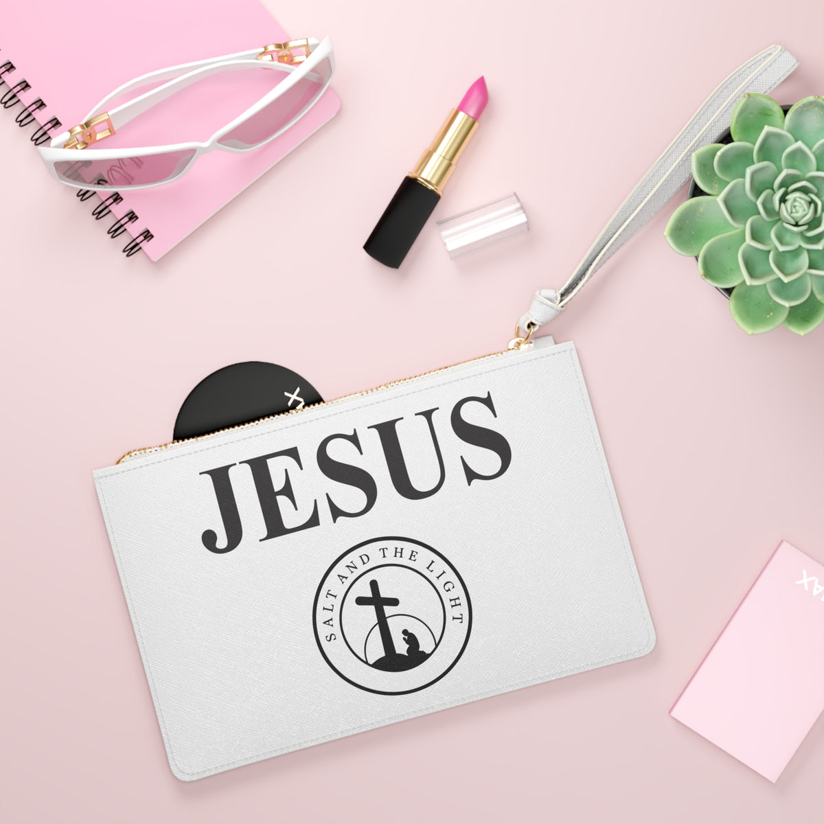 Jesus Christian Clutch Bag – White with Salt and the Light Logo