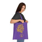 Christian Tote Bag — “Yes Jesus Loves Me” Blue Cotton Shopper