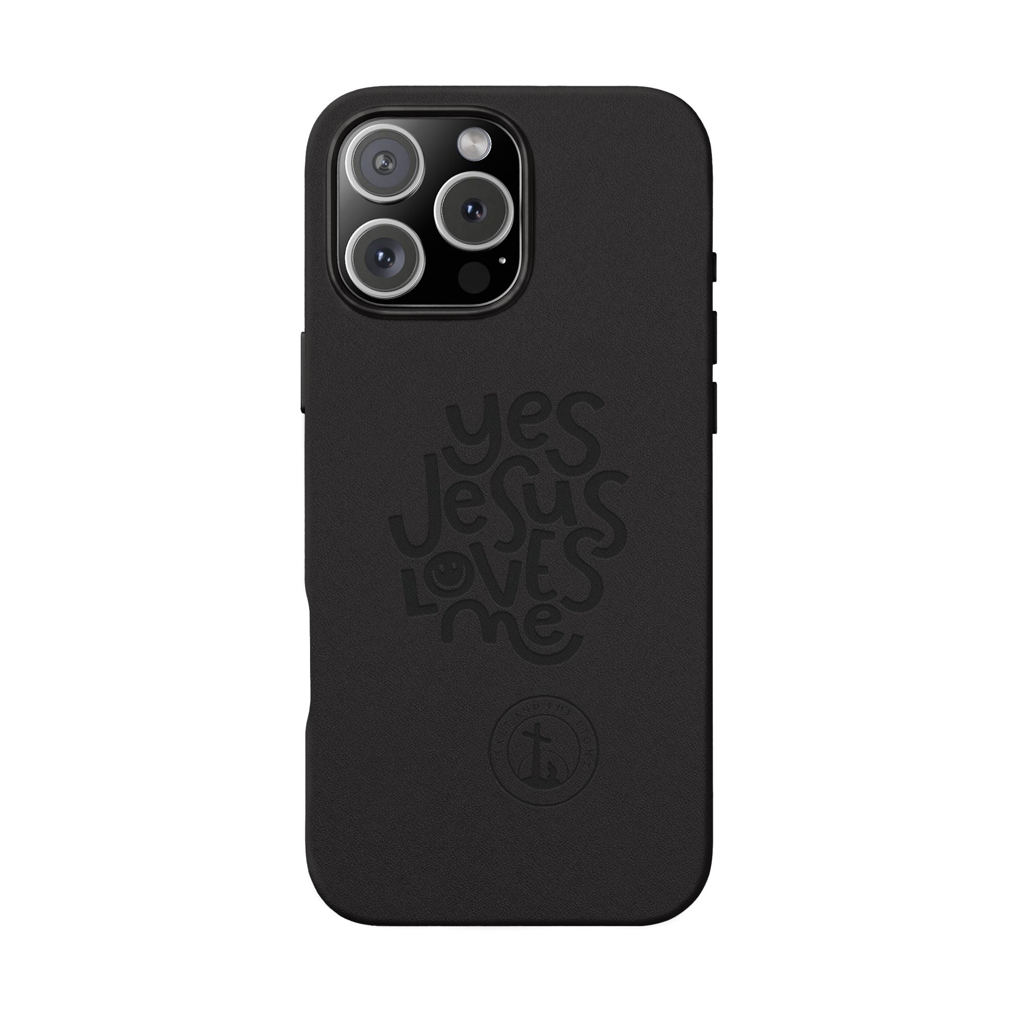 PU Leather Phone Case — Embossed “Yes Jesus Loves Me” Christian Design