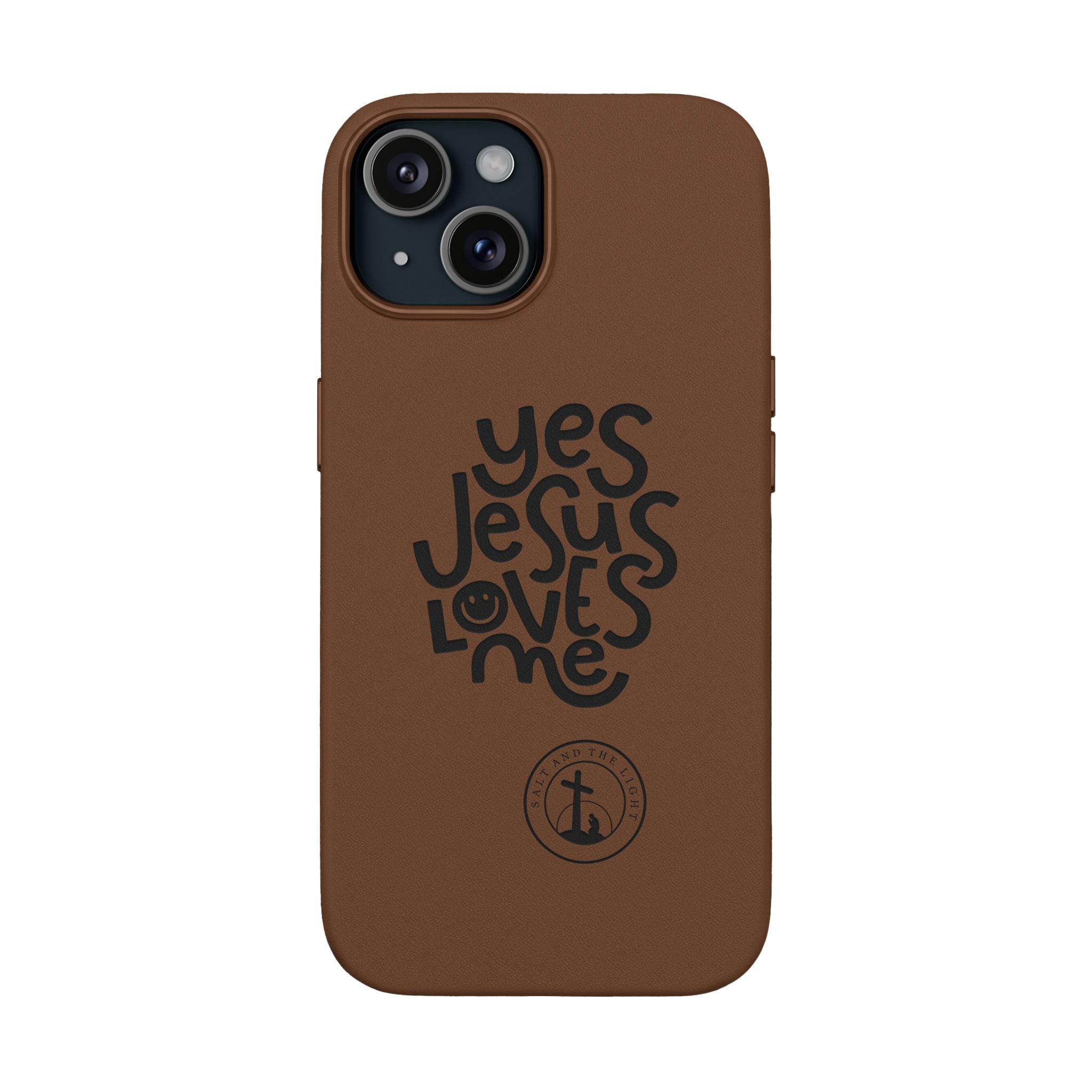 PU Leather Phone Case — Embossed “Yes Jesus Loves Me” Christian Design