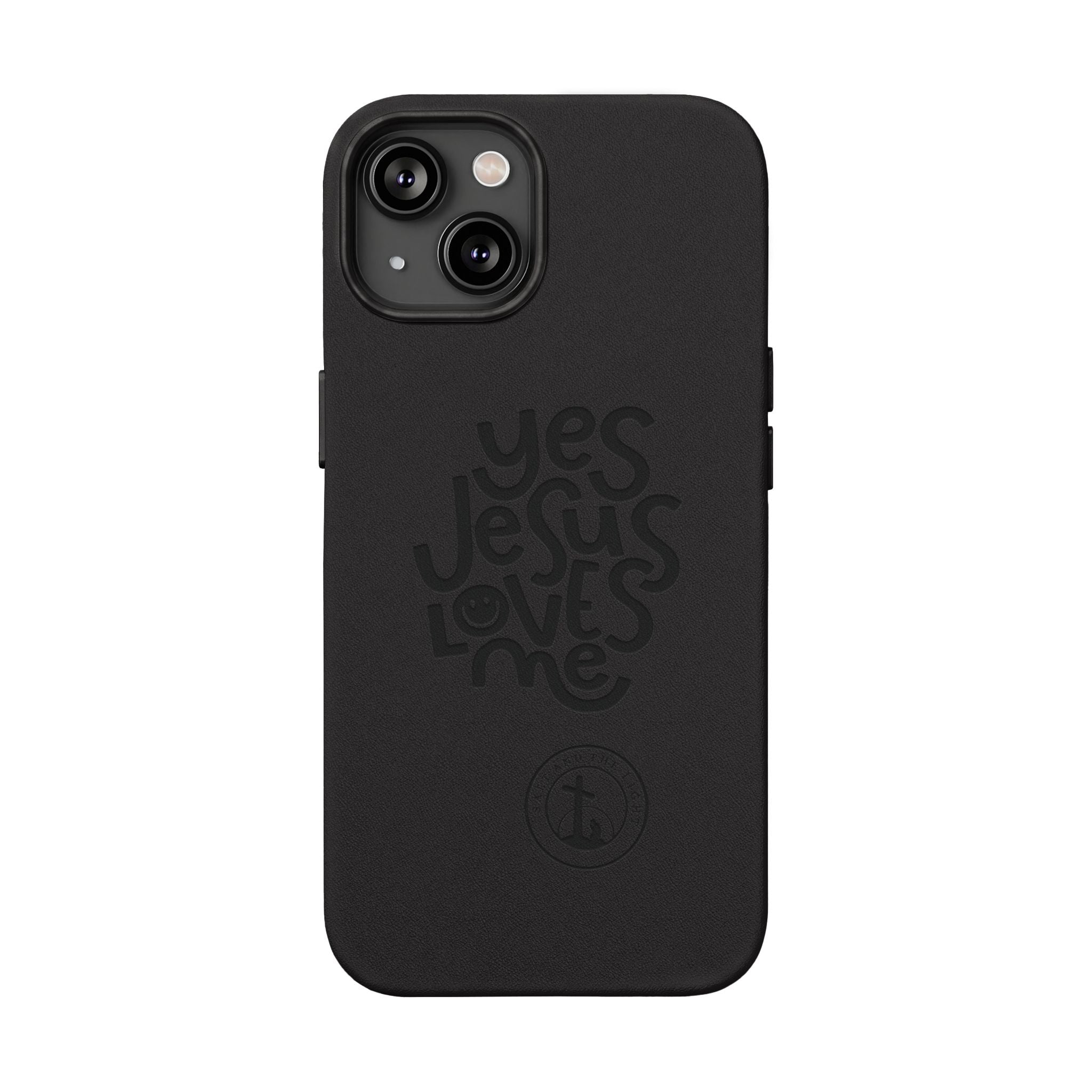 PU Leather Phone Case — Embossed “Yes Jesus Loves Me” Christian Design