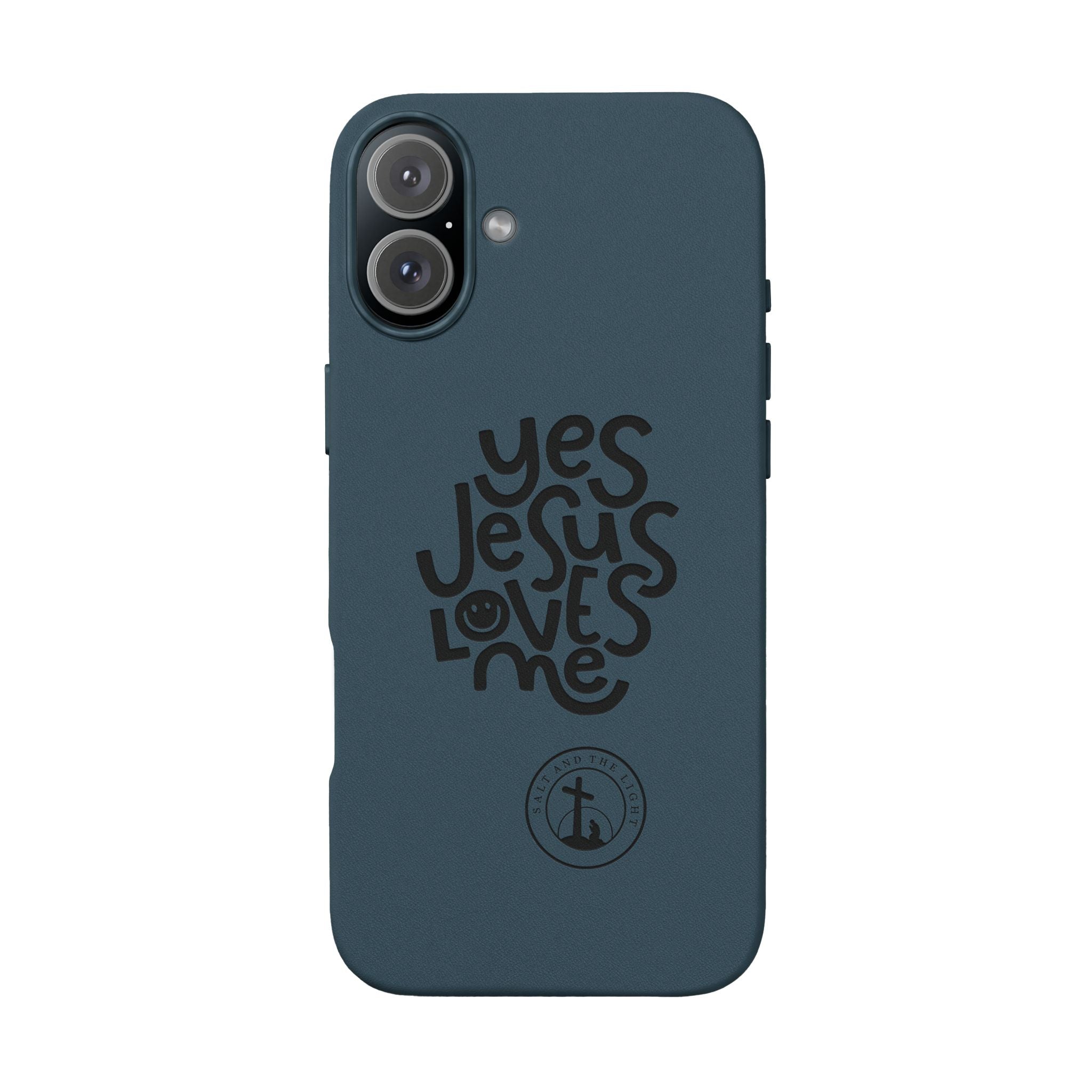 PU Leather Phone Case — Embossed “Yes Jesus Loves Me” Christian Design