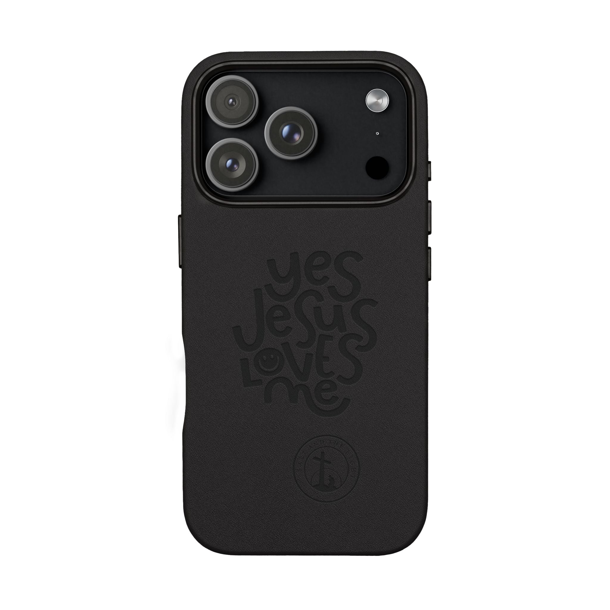 PU Leather Phone Case — Embossed “Yes Jesus Loves Me” Christian Design