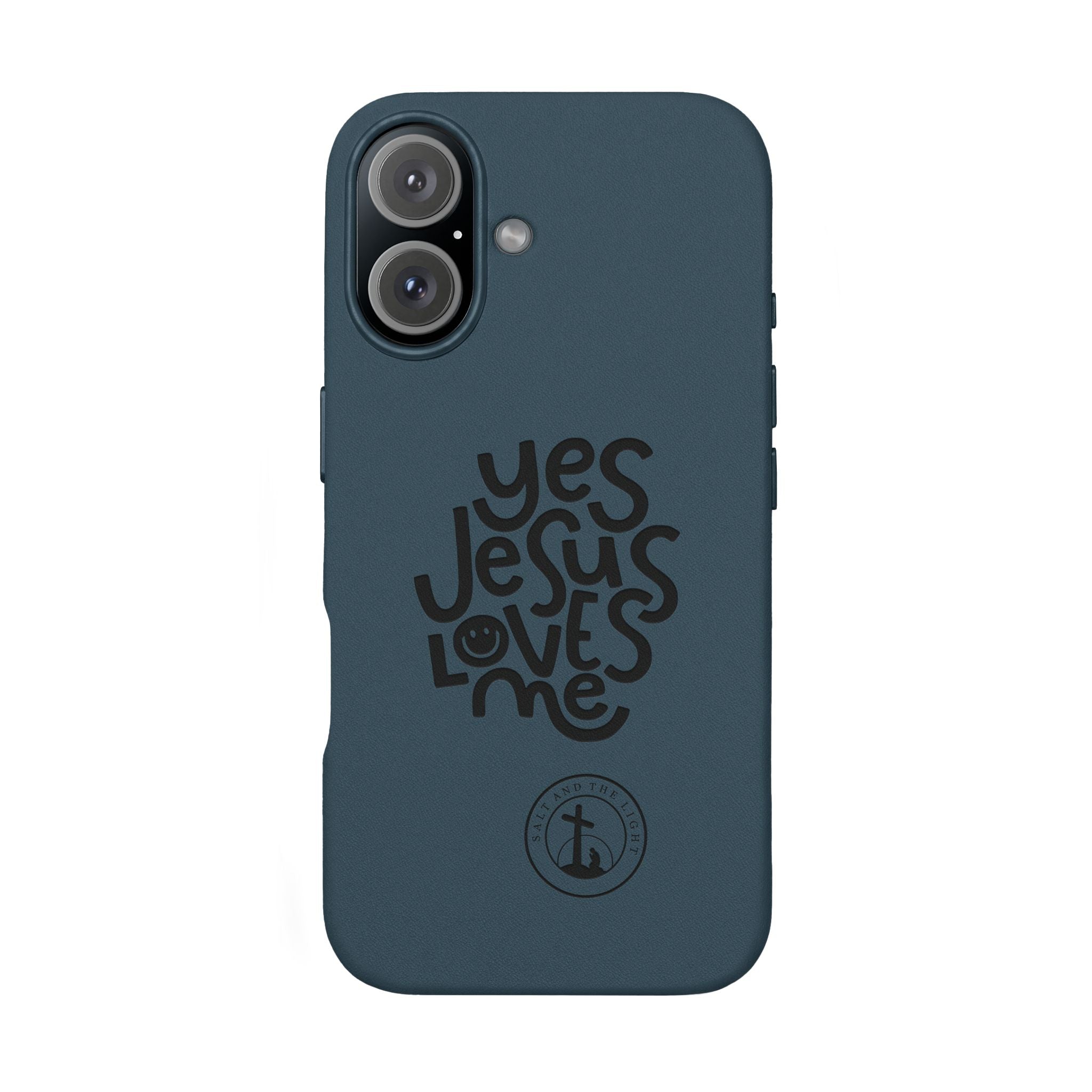 PU Leather Phone Case — Embossed “Yes Jesus Loves Me” Christian Design
