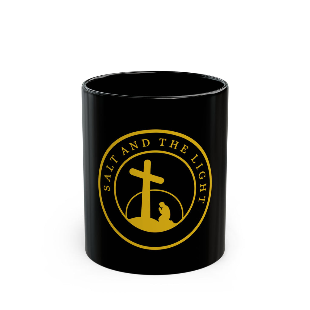 Christian Cross Coffee Mug — "Salt and the Light" Black Ceramic Mug