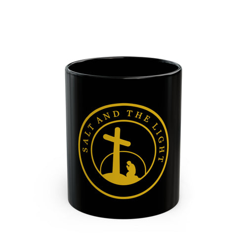 Christian Cross Coffee Mug — "Salt and the Light" Black Ceramic Mug