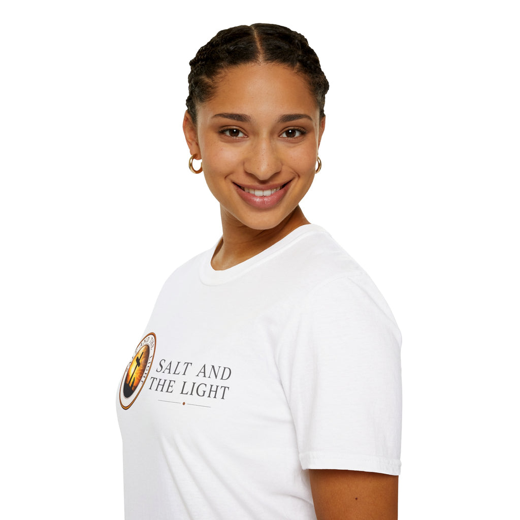 SALT AND THE LIGHT CHRISTIAN T-SHIRT – WHITE FAITH INSPIRED LOGO TEE