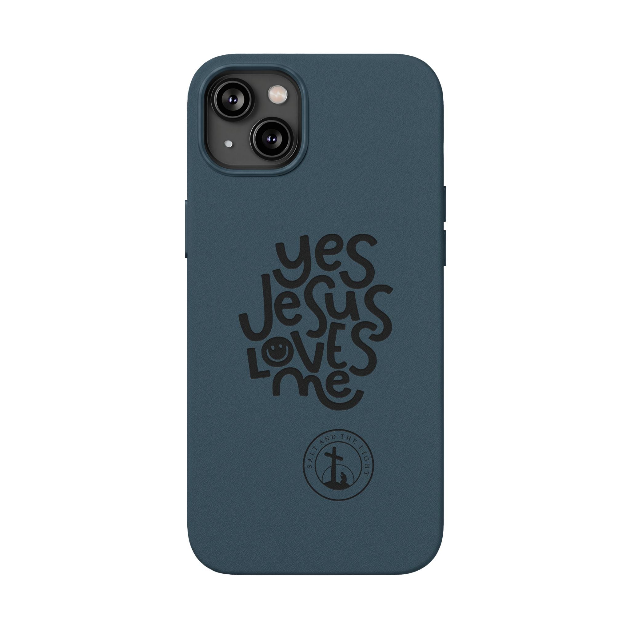 PU Leather Phone Case — Embossed “Yes Jesus Loves Me” Christian Design