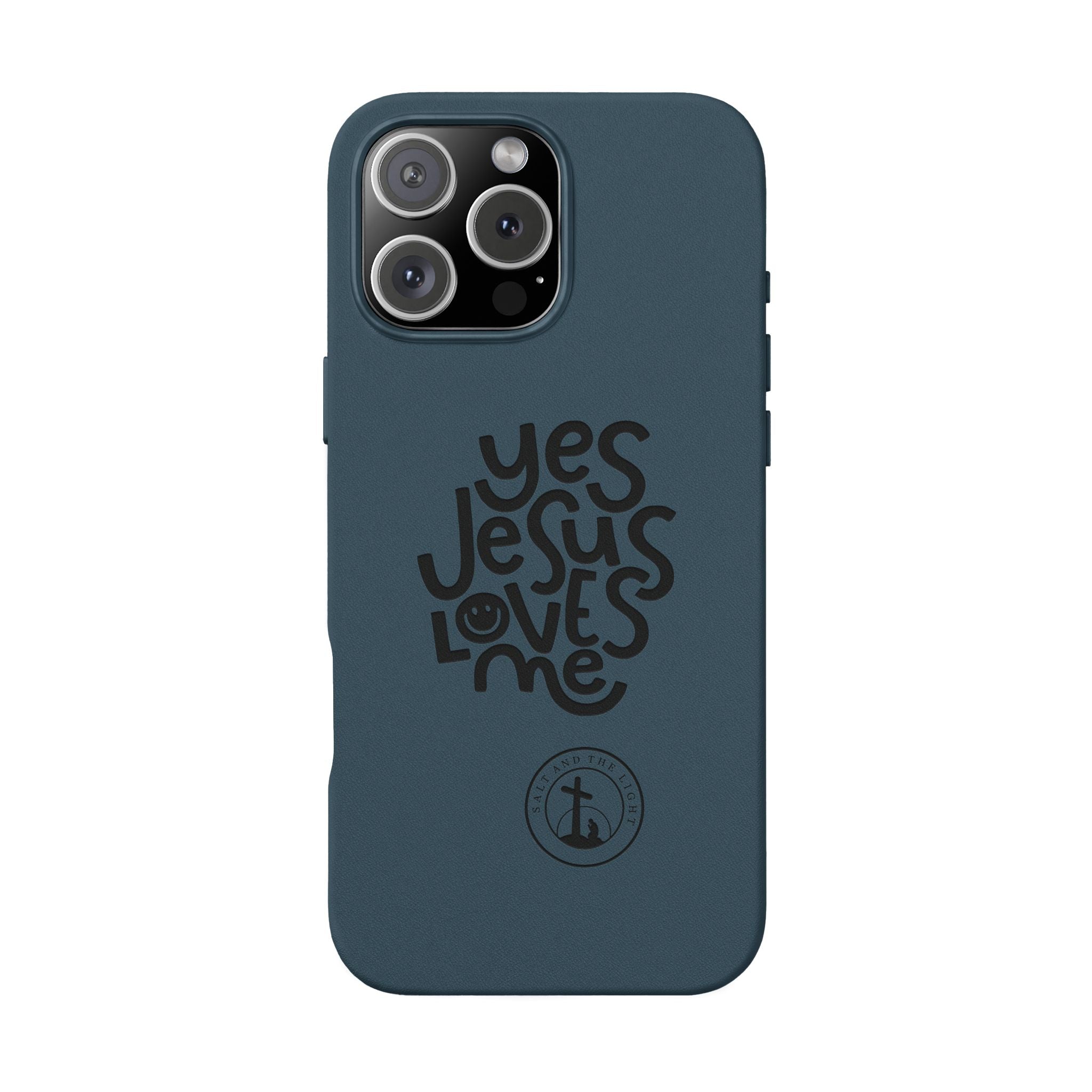 PU Leather Phone Case — Embossed “Yes Jesus Loves Me” Christian Design
