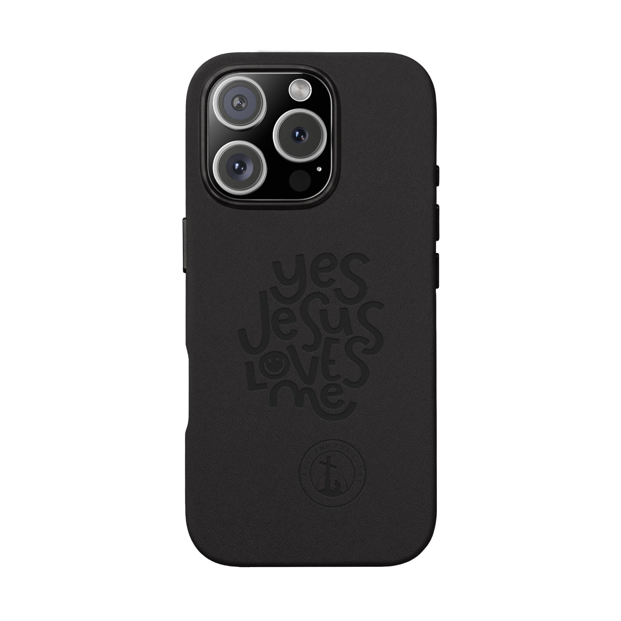 PU Leather Phone Case — Embossed “Yes Jesus Loves Me” Christian Design