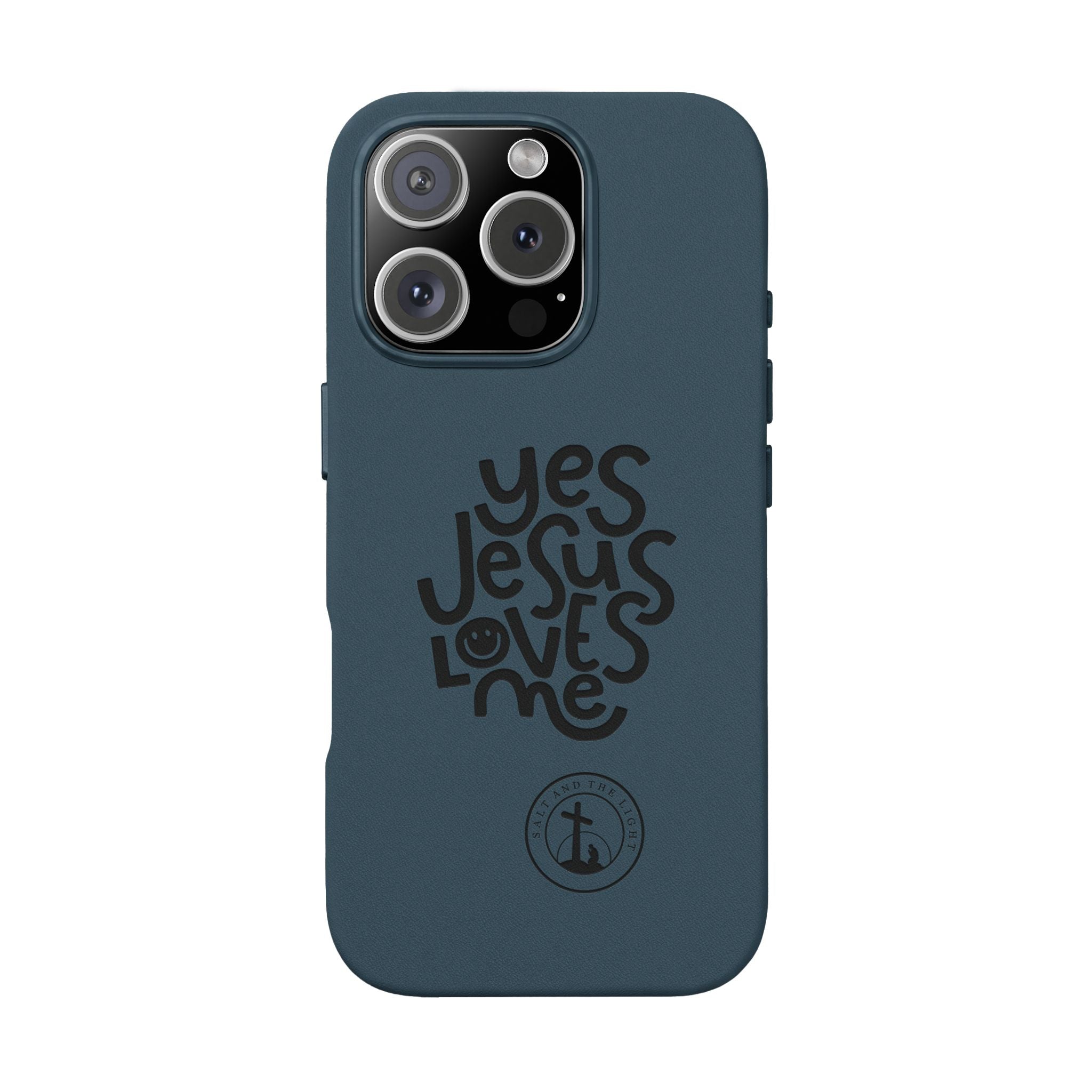 PU Leather Phone Case — Embossed “Yes Jesus Loves Me” Christian Design