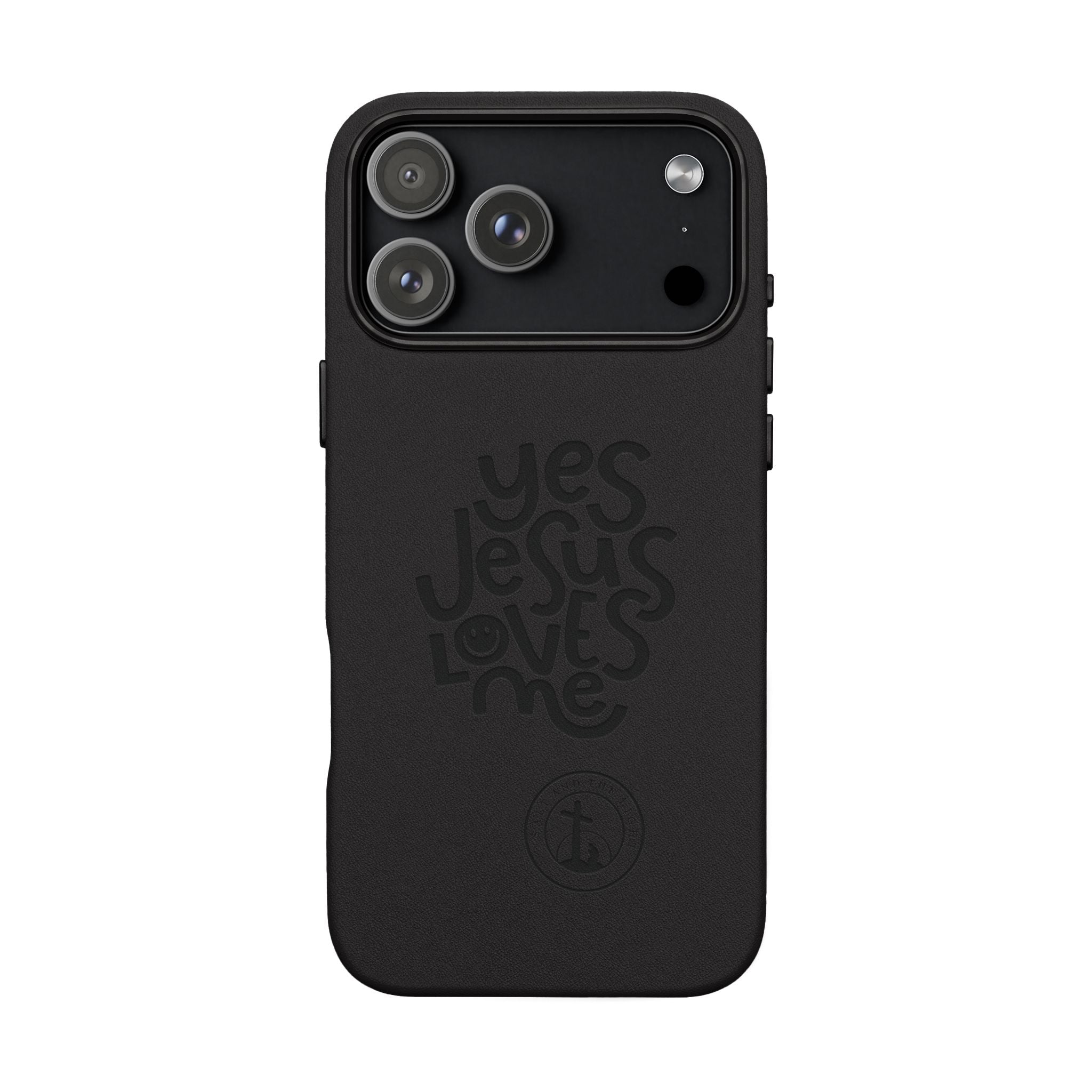 PU Leather Phone Case — Embossed “Yes Jesus Loves Me” Christian Design