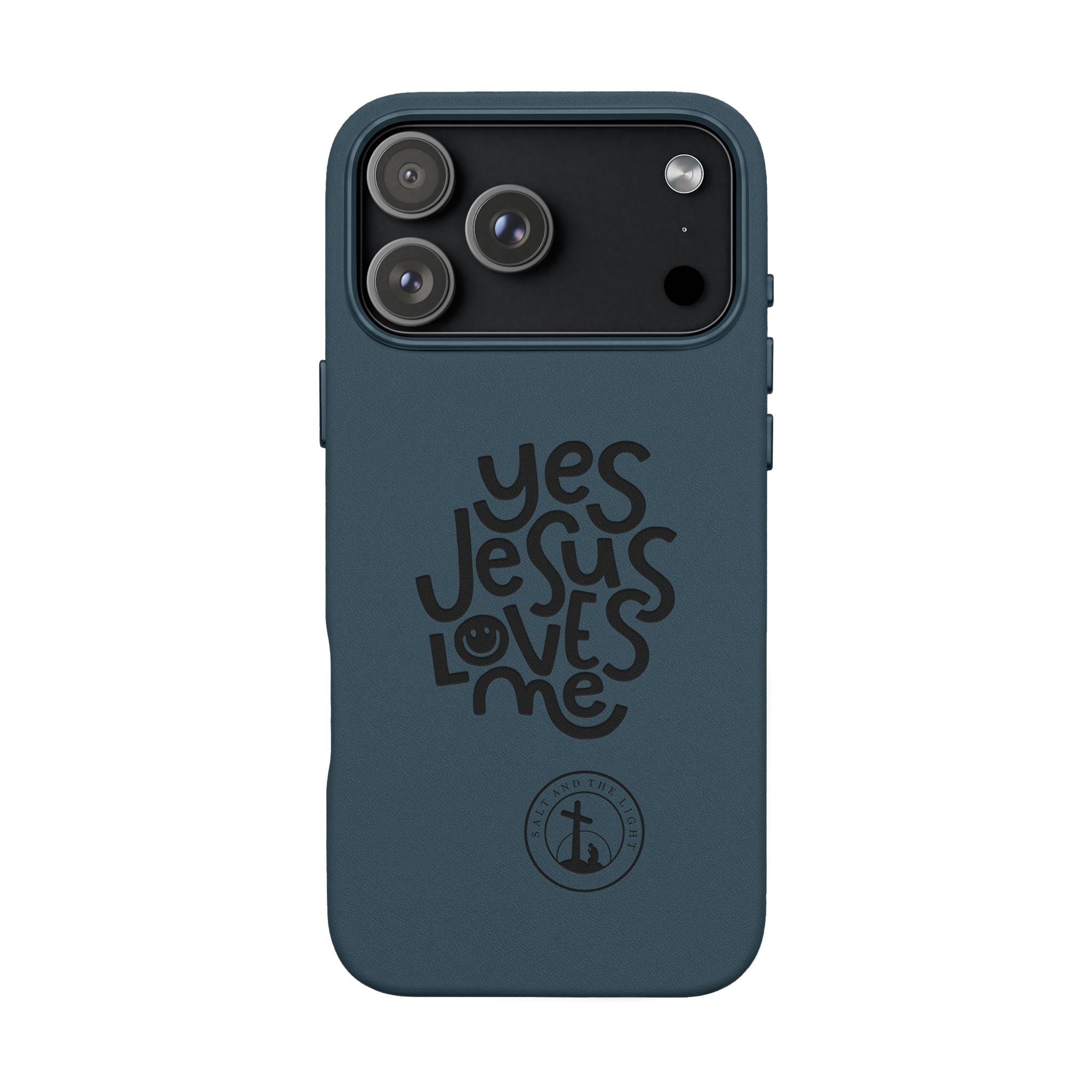 PU Leather Phone Case — Embossed “Yes Jesus Loves Me” Christian Design