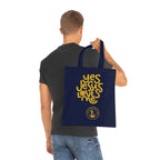 Christian Tote Bag — “Yes Jesus Loves Me” Blue Cotton Shopper