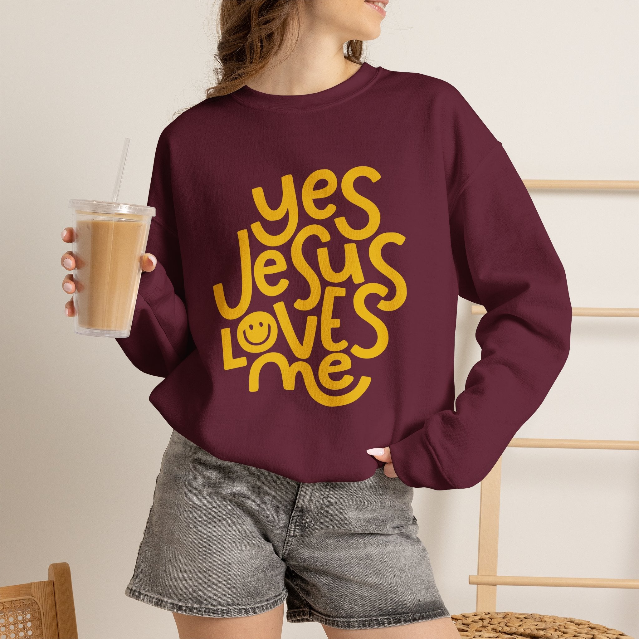 Yes Jesus Loves Me Sweatshirt - Christian Crewneck Faith Pullover