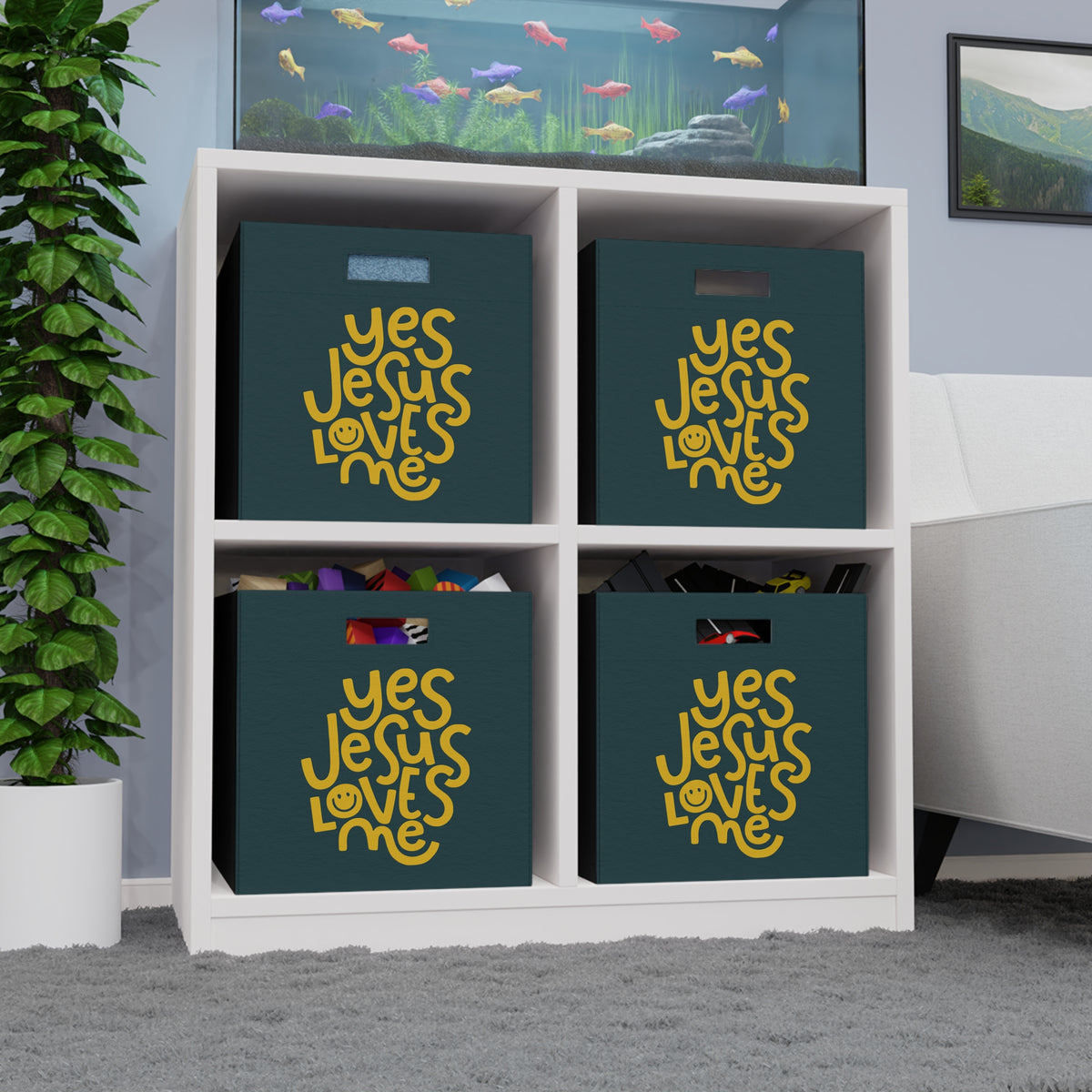 Yes, Jesus Loves Me Felt Storage Box – Christian Home Organisation Bin