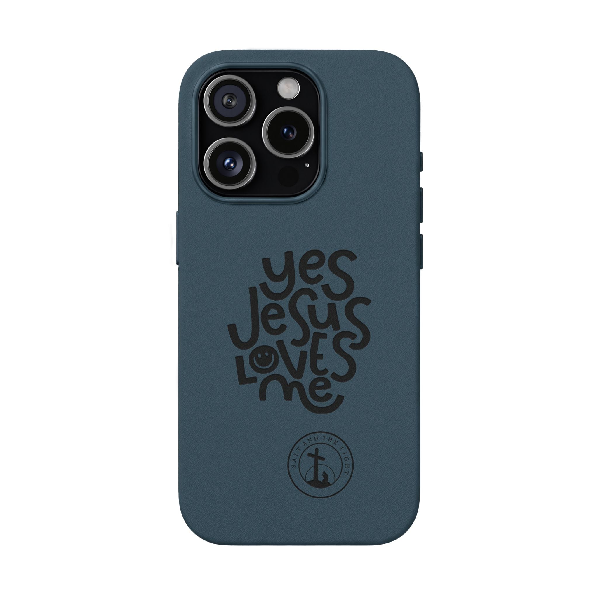 PU Leather Phone Case — Embossed “Yes Jesus Loves Me” Christian Design