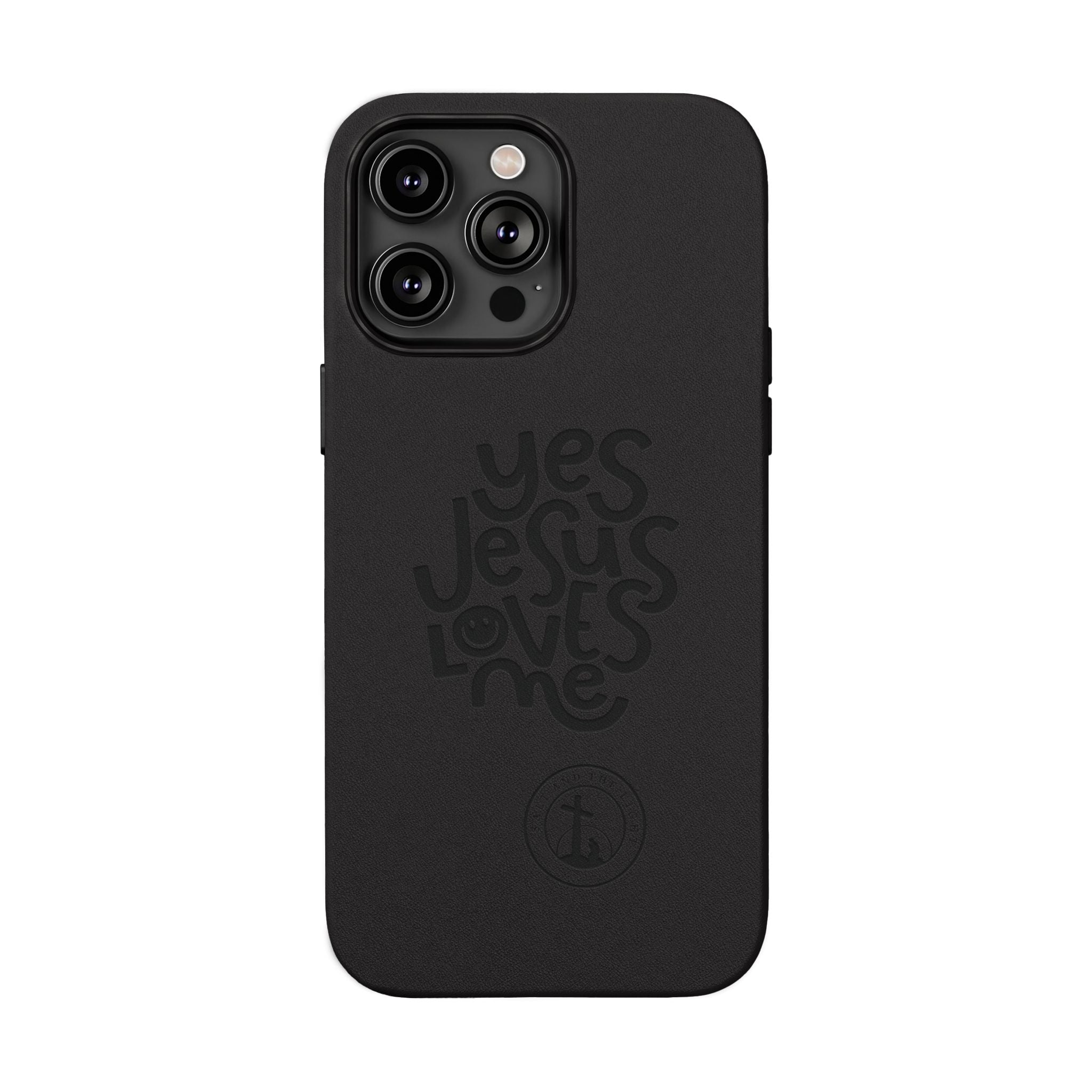 PU Leather Phone Case — Embossed “Yes Jesus Loves Me” Christian Design