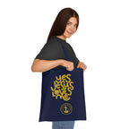 Christian Tote Bag — “Yes Jesus Loves Me” Blue Cotton Shopper