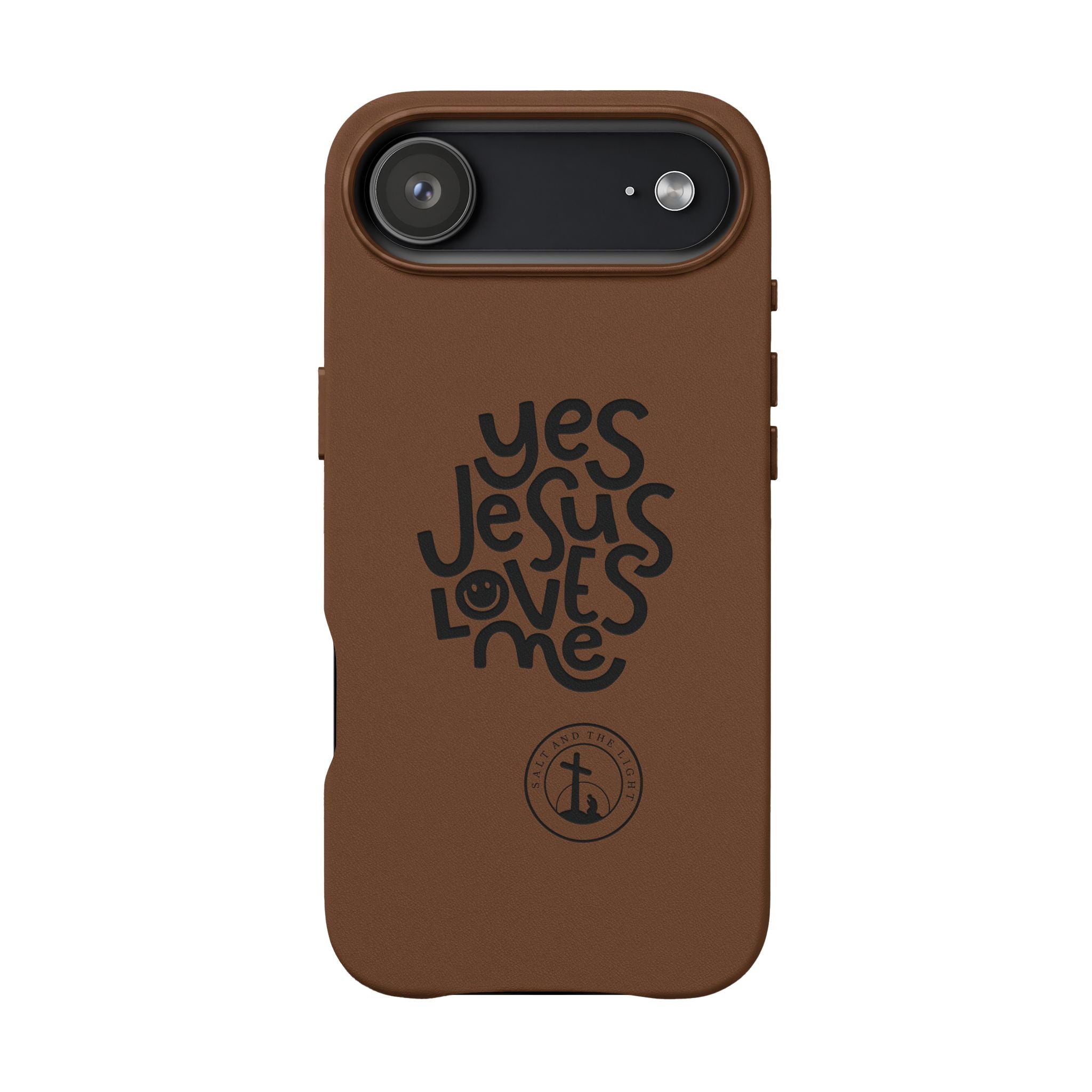 PU Leather Phone Case — Embossed “Yes Jesus Loves Me” Christian Design