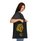 Christian Tote Bag — “Yes Jesus Loves Me” Blue Cotton Shopper