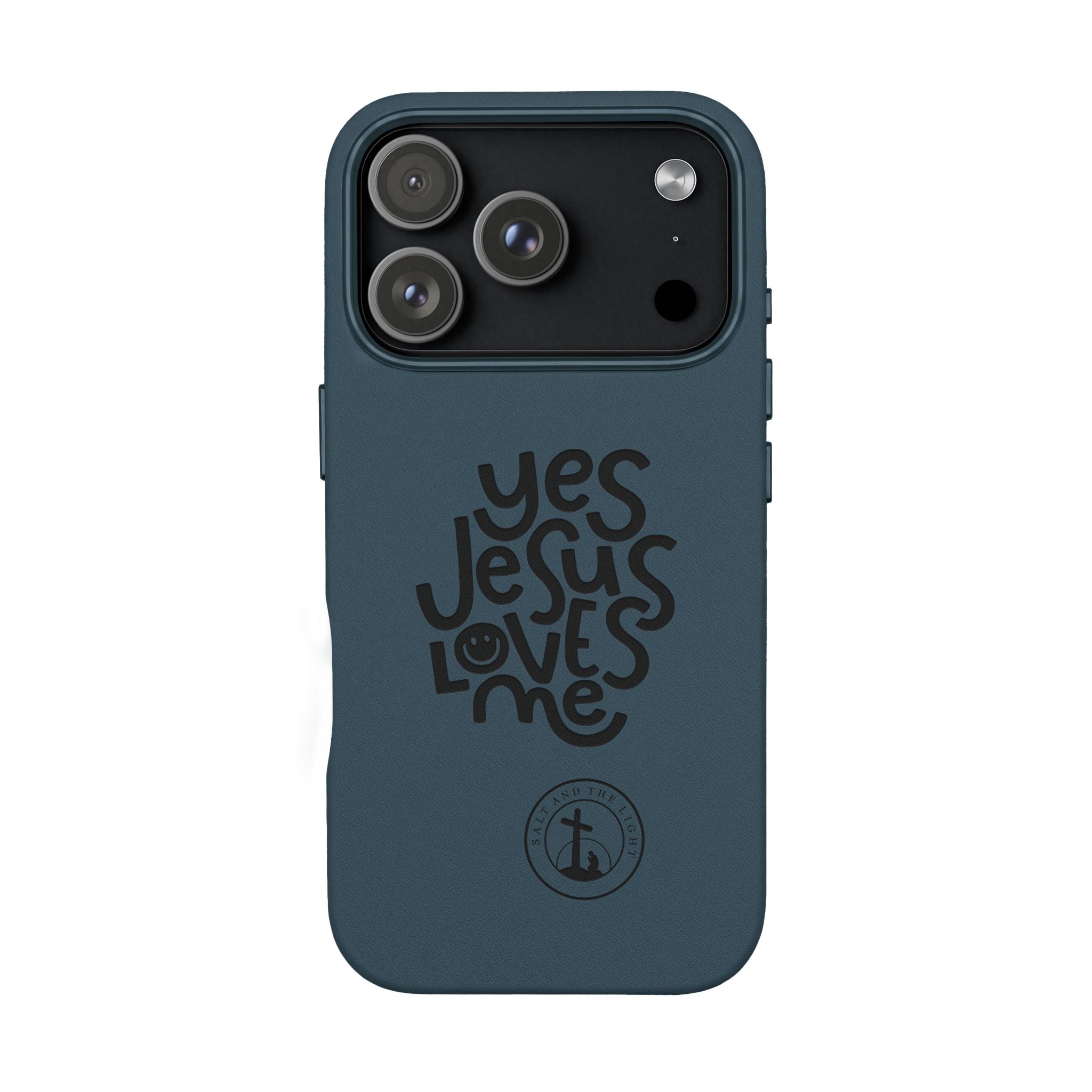 PU Leather Phone Case — Embossed “Yes Jesus Loves Me” Christian Design