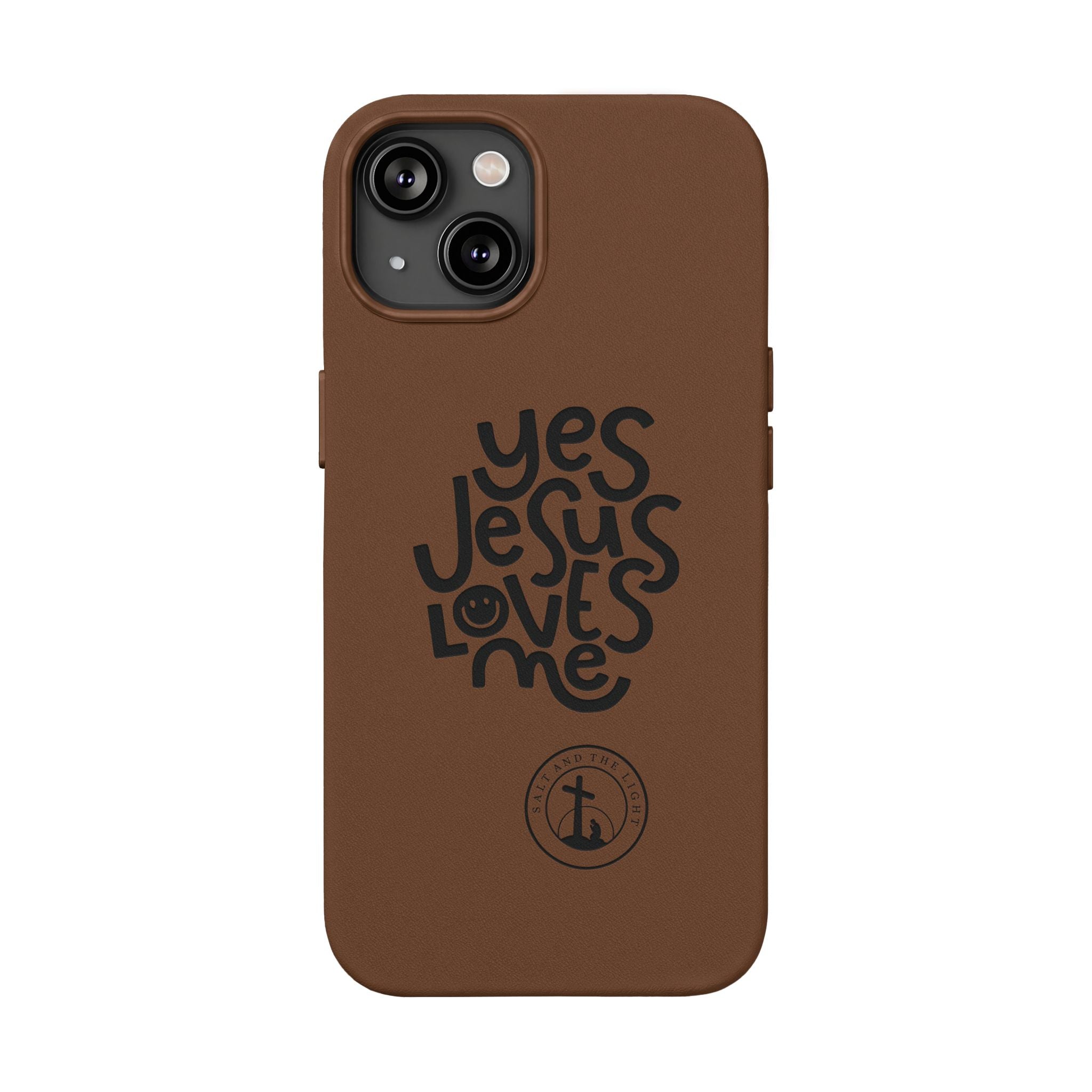 PU Leather Phone Case — Embossed “Yes Jesus Loves Me” Christian Design