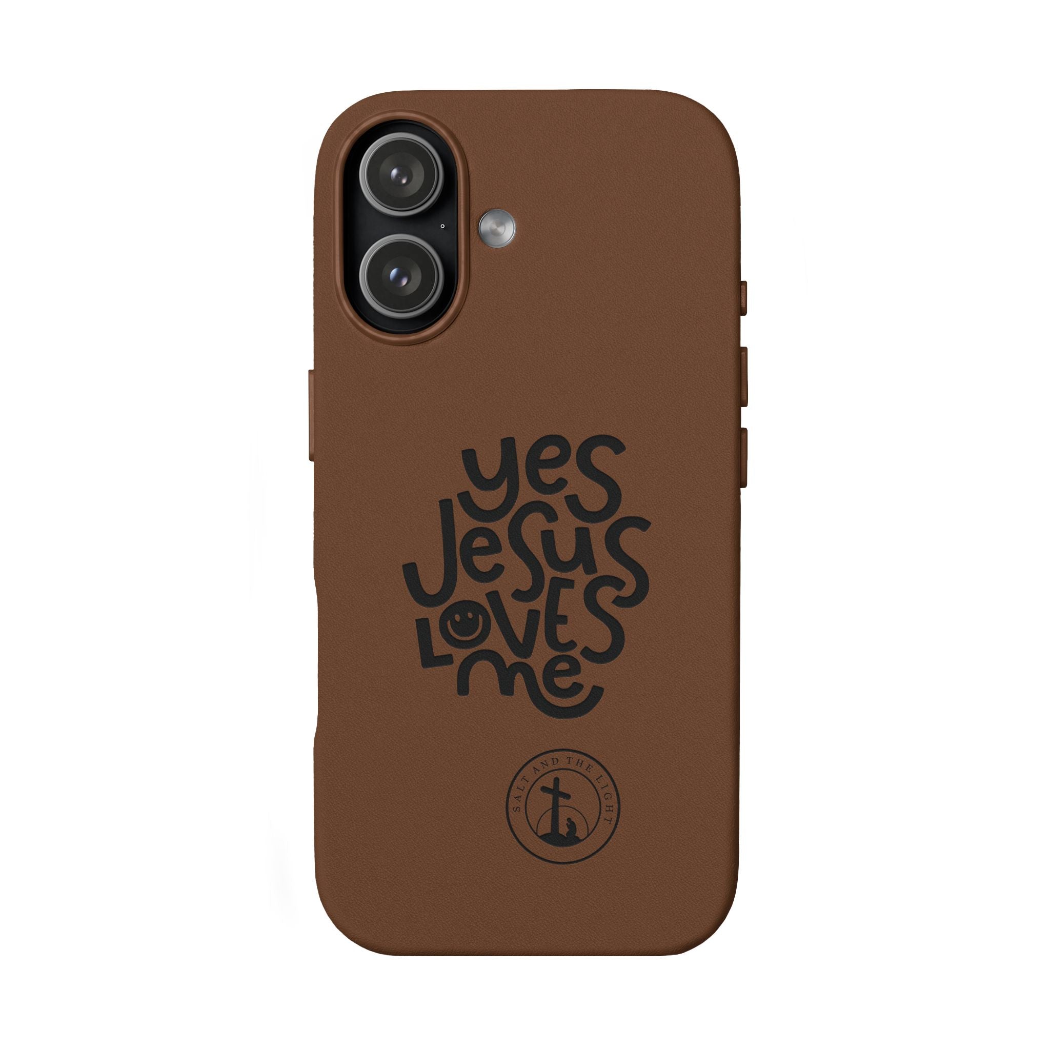 PU Leather Phone Case — Embossed “Yes Jesus Loves Me” Christian Design