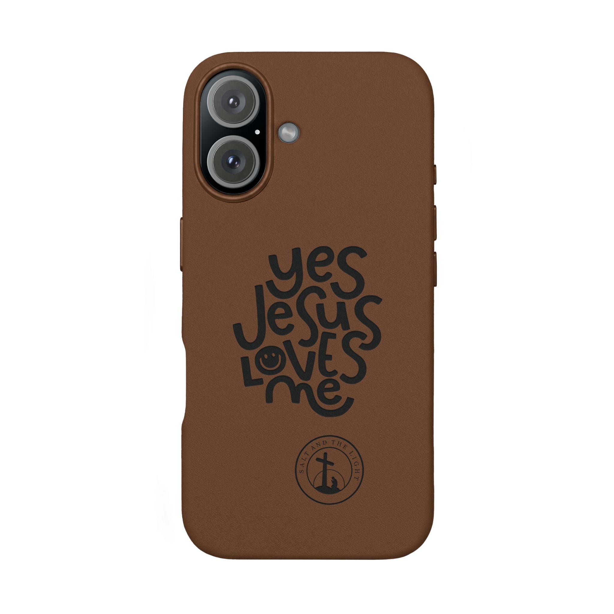 PU Leather Phone Case — Embossed “Yes Jesus Loves Me” Christian Design
