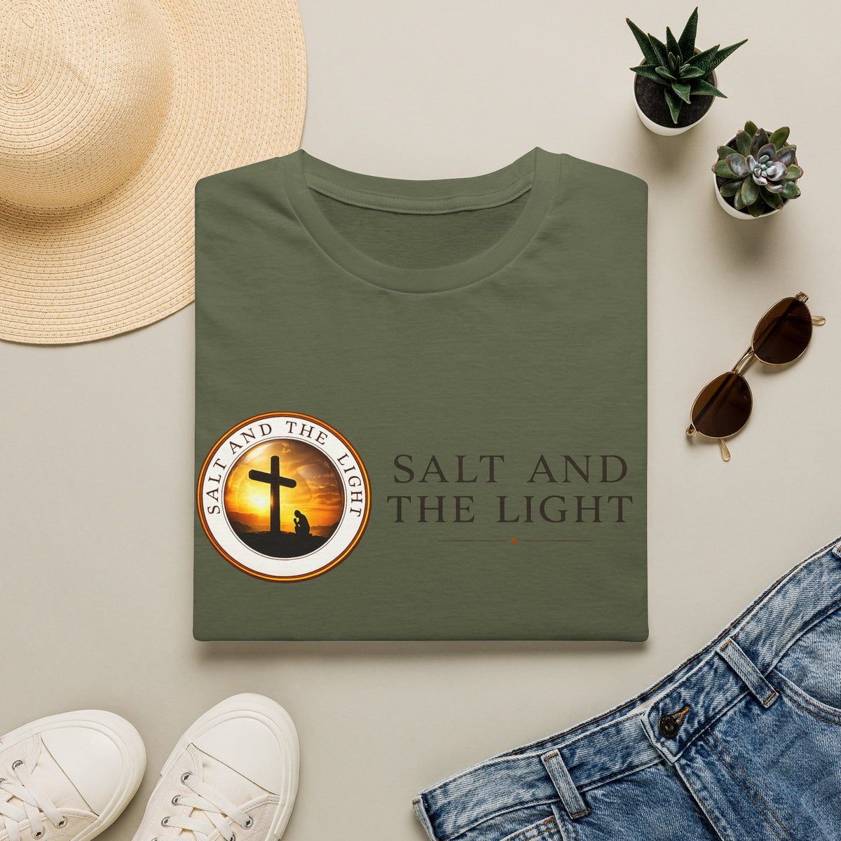 SALT AND THE LIGHT CHRISTIAN T-SHIRT – WHITE FAITH INSPIRED LOGO TEE