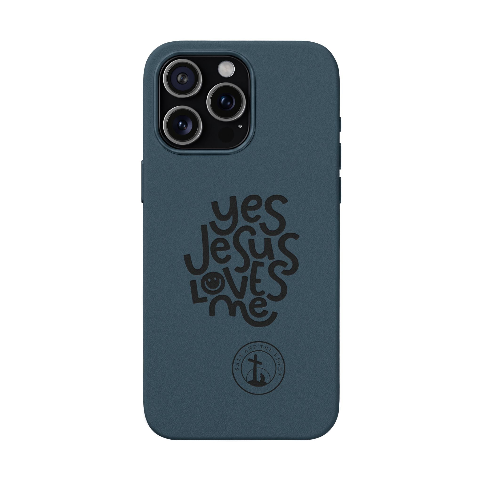 PU Leather Phone Case — Embossed “Yes Jesus Loves Me” Christian Design