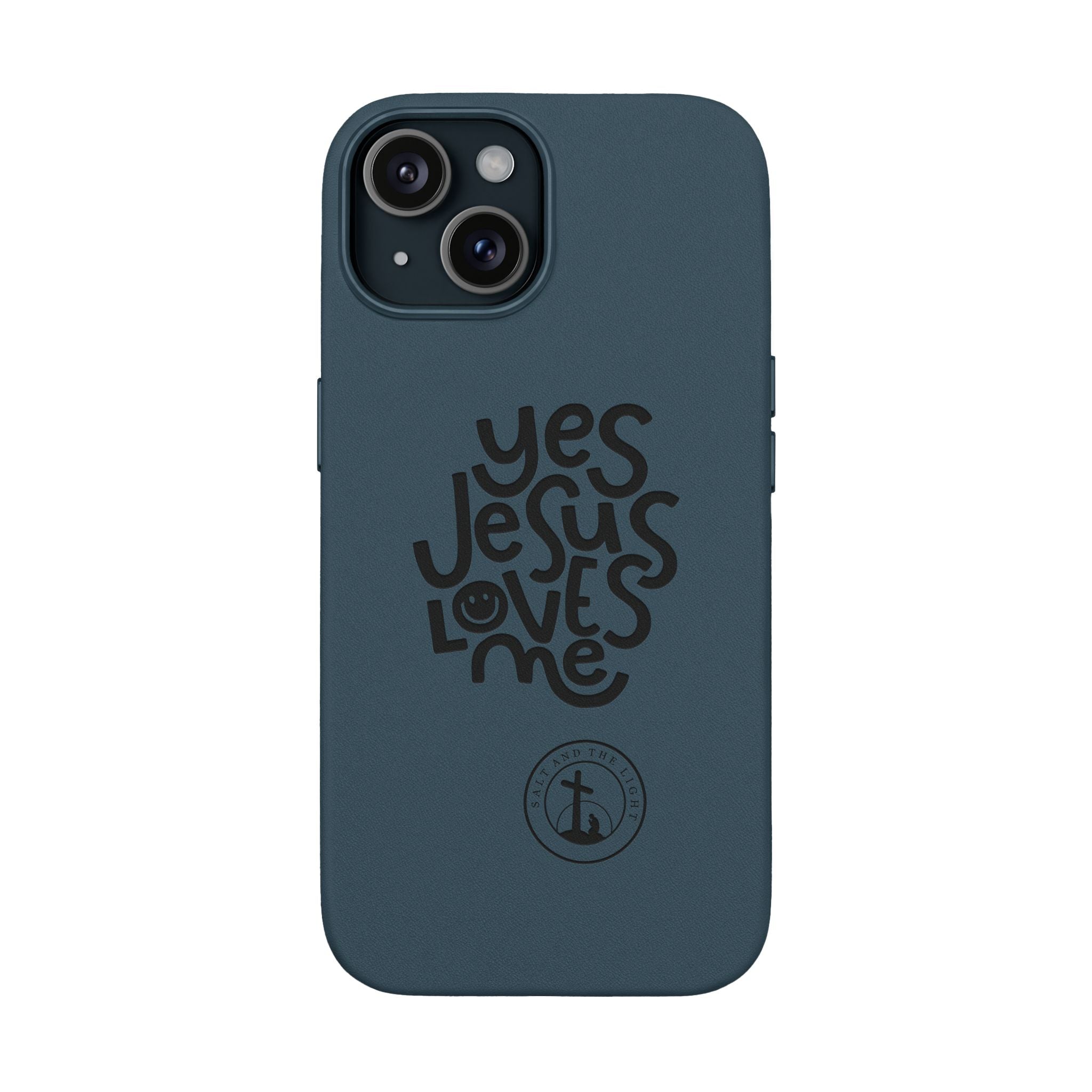 PU Leather Phone Case — Embossed “Yes Jesus Loves Me” Christian Design