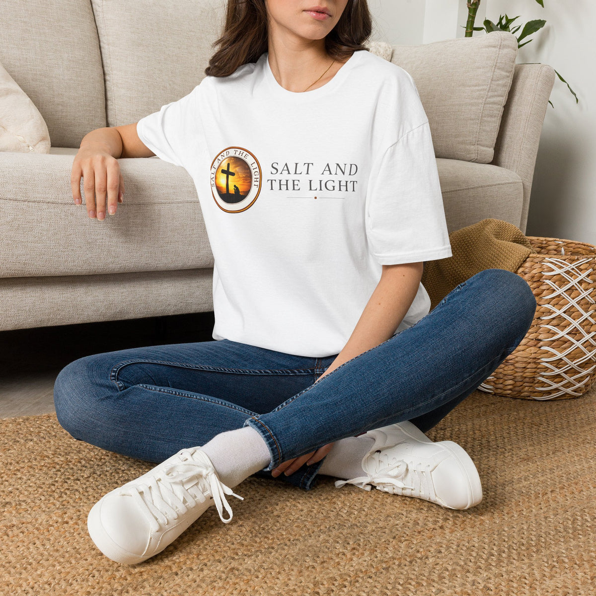 SALT AND THE LIGHT CHRISTIAN T-SHIRT – WHITE FAITH INSPIRED LOGO TEE