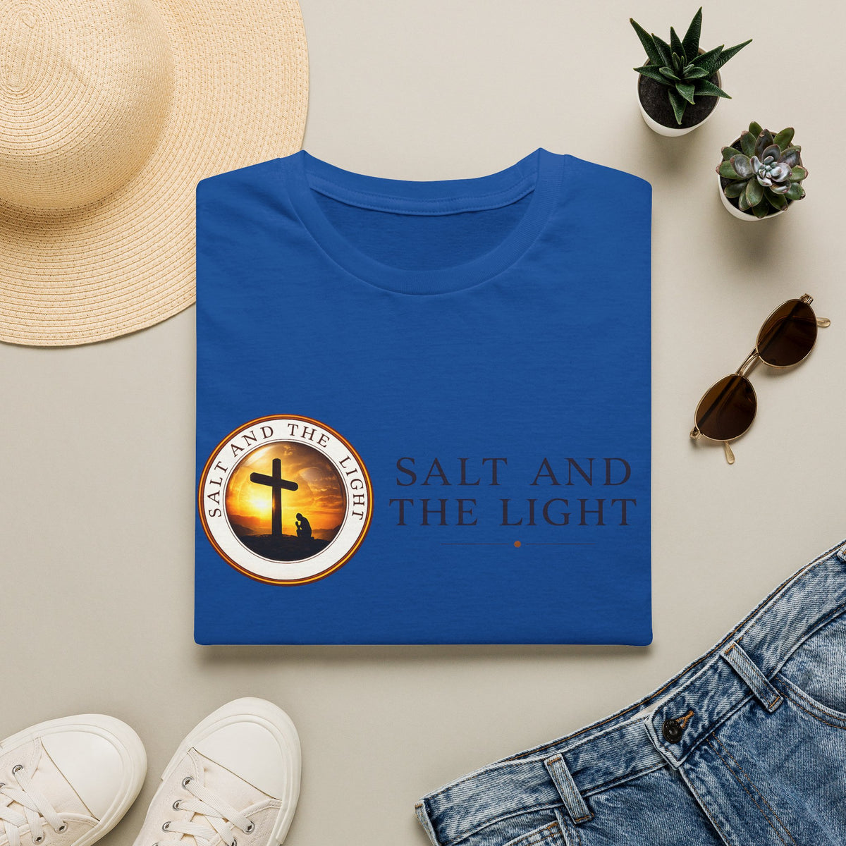 SALT AND THE LIGHT CHRISTIAN T-SHIRT – WHITE FAITH INSPIRED LOGO TEE