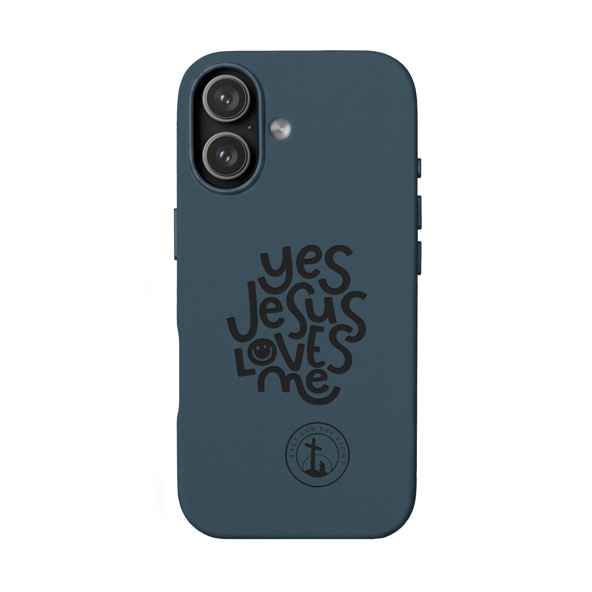PU Leather Phone Case — Embossed “Yes Jesus Loves Me” Christian Design