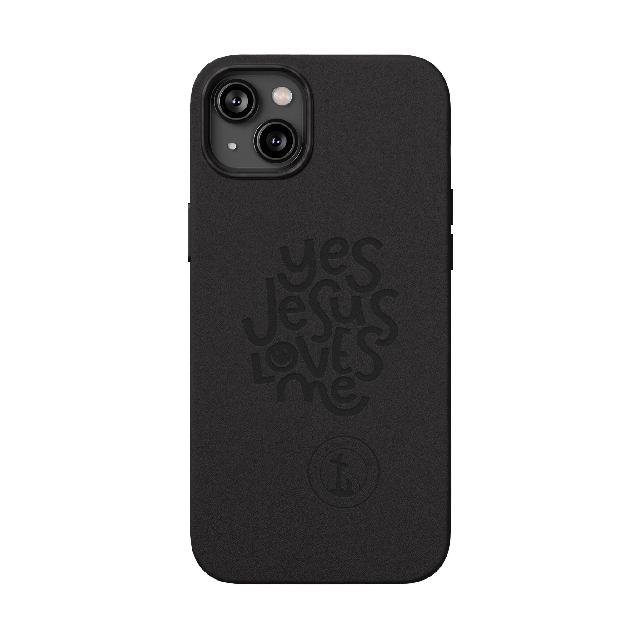 PU Leather Phone Case — Embossed “Yes Jesus Loves Me” Christian Design