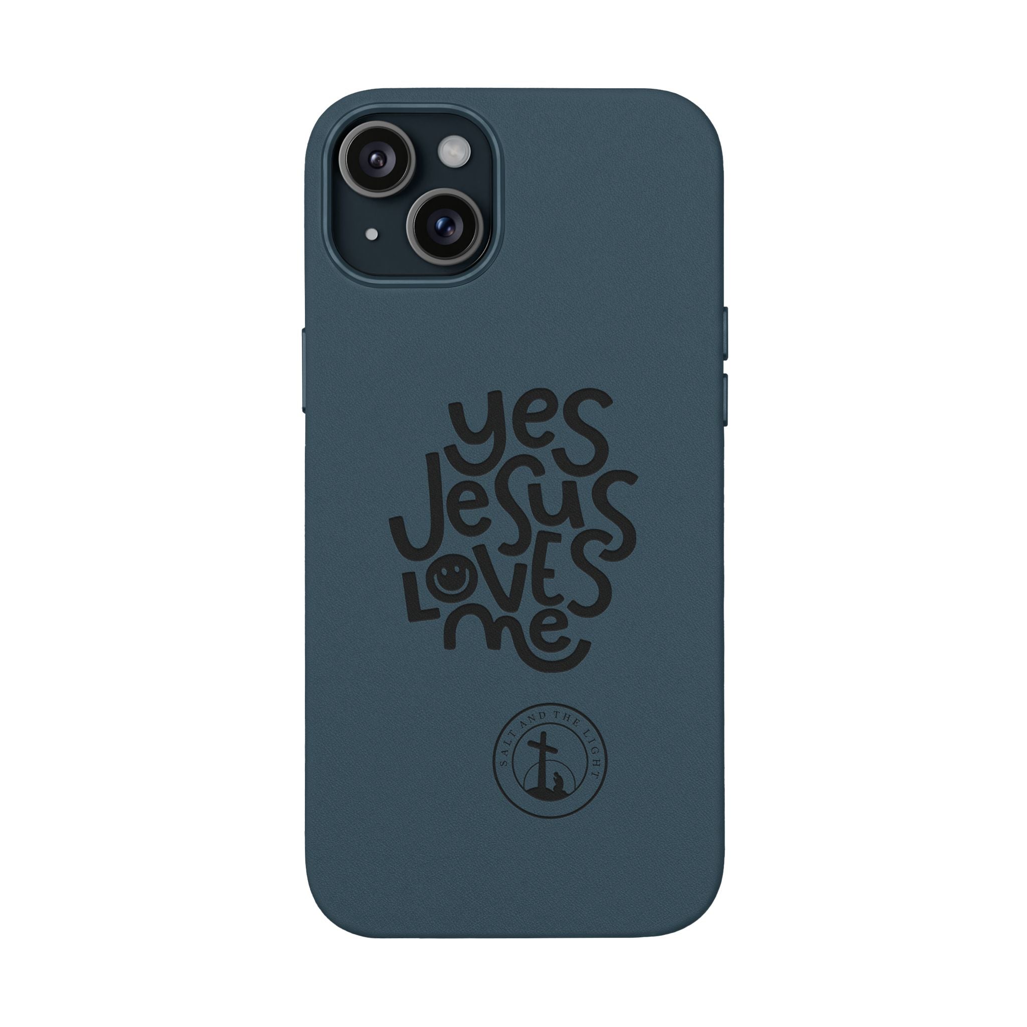 PU Leather Phone Case — Embossed “Yes Jesus Loves Me” Christian Design